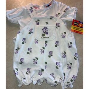 Vintage My Pal Girls Romper‎ Outfit, Floral, White Purple, 3/6M NWT PLS READ